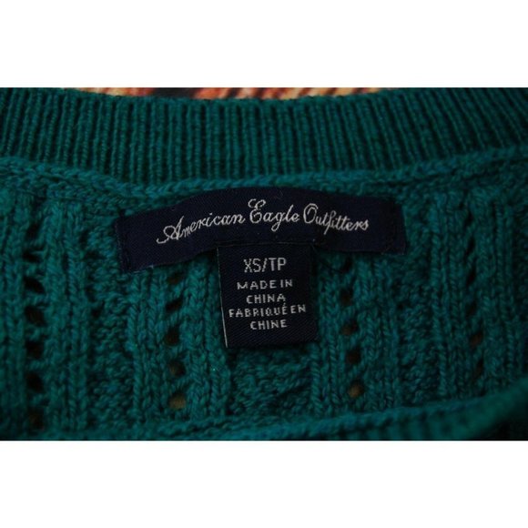 Juniors American Eagle Outfitters Green Cable Knit Sweater -‎ XS - Picture 5 of 8